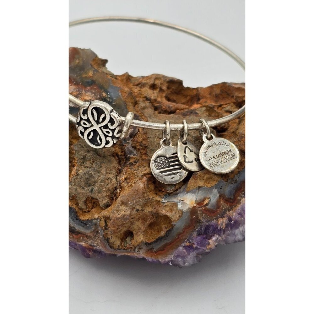 Alex and Ani Silvertone Path of Life Slide Charm Bangle Bracelet Jewelry - Picture 2 of 4